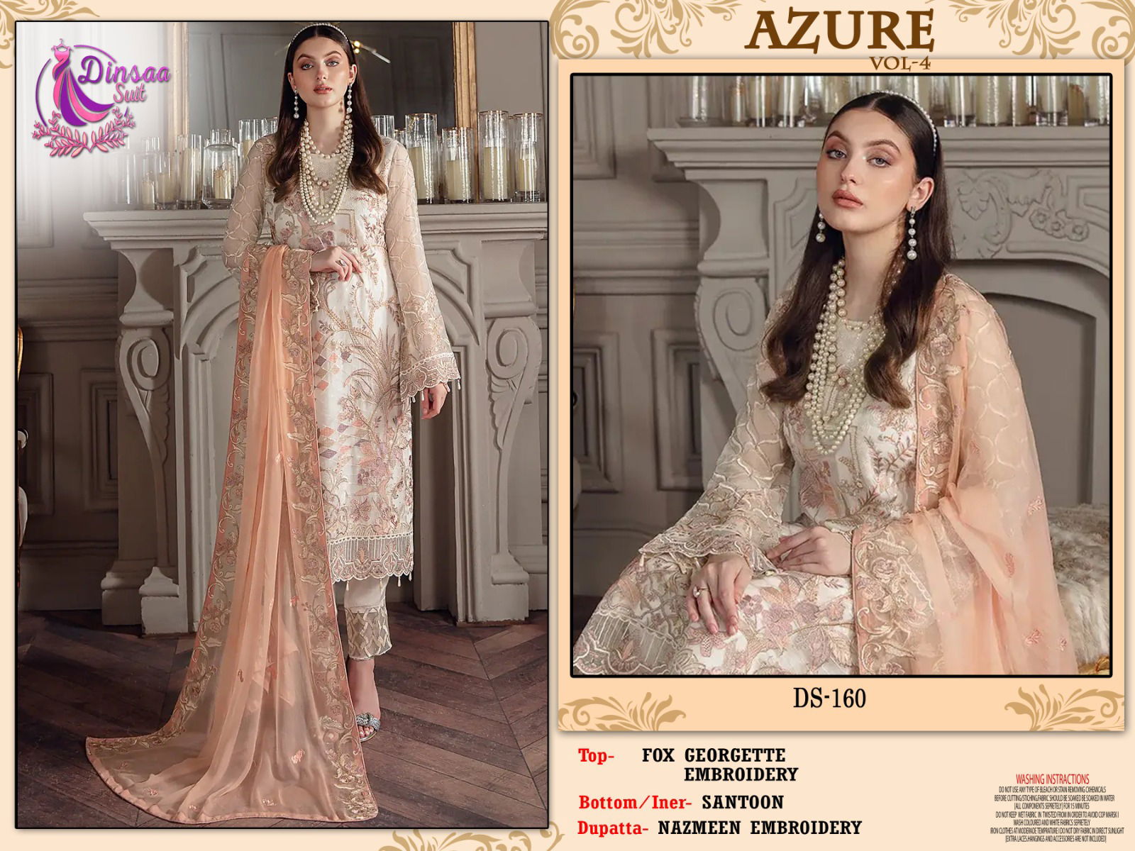 Azure Vol 4 By Dinsaa Georgette Pakistani Suits Catalog
